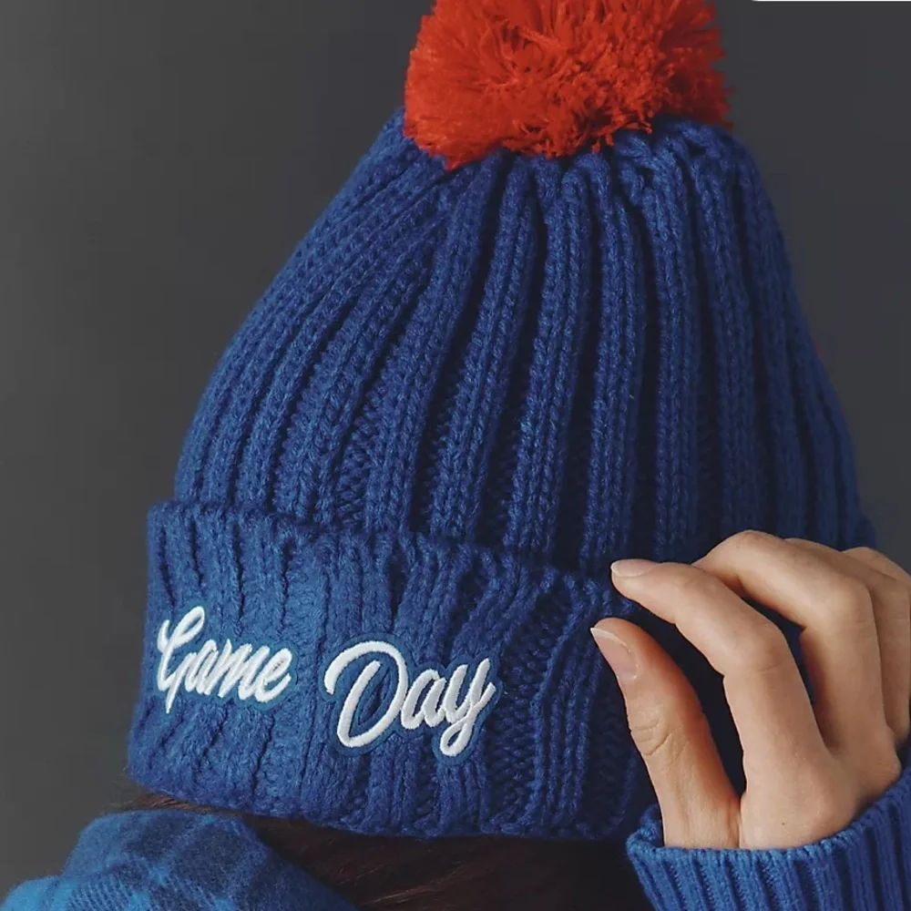 Anthropologie The Wild Collective Blue Floral Beanie